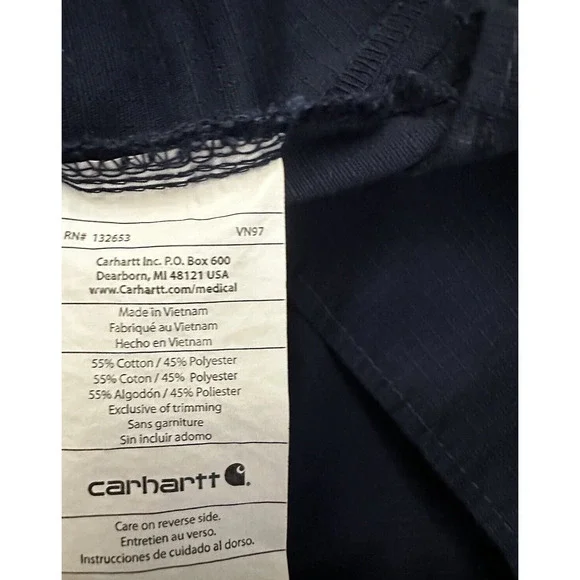 Carhartt Men's Ripstop Utility Scrub Top Navy Blue Size: Large - Picture 6 of 7
